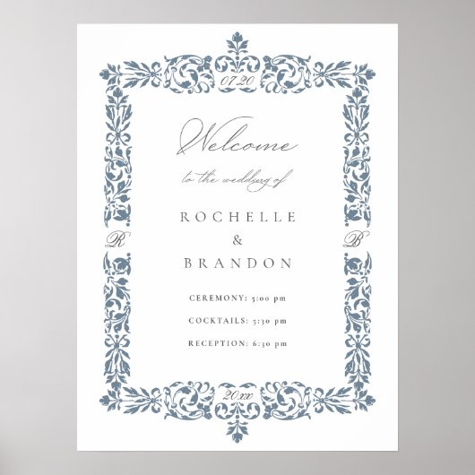 19e eeuwse Antiek  grens bruiloft welkom Poster (Voorkant)