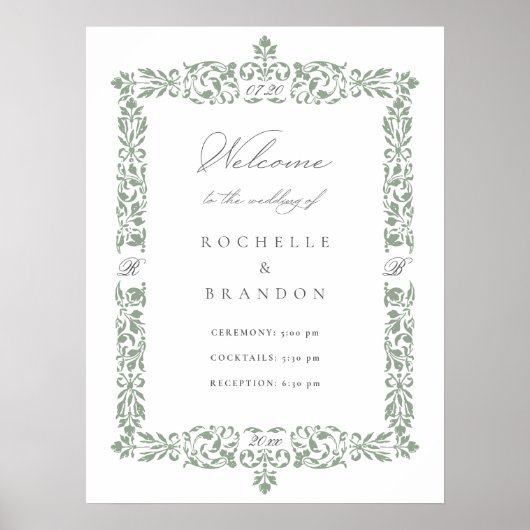 19e eeuwse Antiek grens bruiloft welkom Poster (Voorkant)