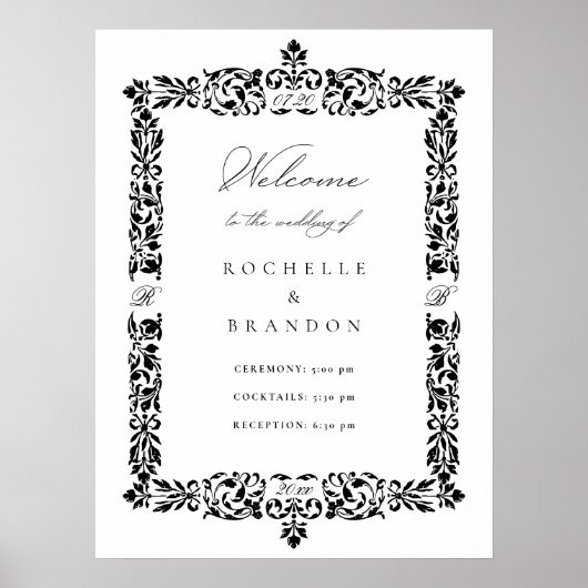 19e eeuwse Antiek grens bruiloft welkom Poster (Voorkant)