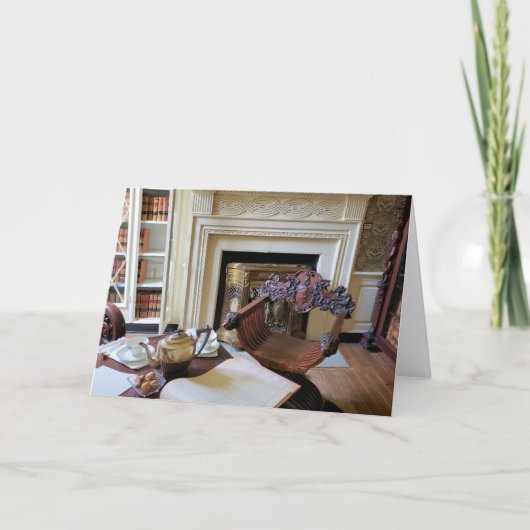 19e-eeuwse bibliotheek in White Hall Mansion, KY Notitiekaartje (Voorkant)