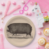 19e-eeuwse boerderij dierlijk drukwerk Berkshire z Papieren Bordje (Feest)