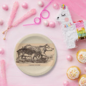 19e-eeuwse boerderij van varkens papieren bordje (Feest)