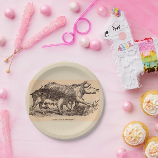 19e-eeuwse boerderij van varkens papieren bordje (Feest)