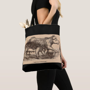 19e-eeuwse boerderij - vingerafdrukken van varkens tote bag