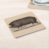 19e-eeuwse boerderijdierprint Berkshire zeug nr. 2 Kartonnen Onderzetters (Schuin)