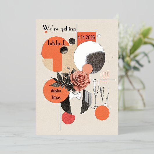 19e eeuwse bruiloft, Folie uitnodiging (Staand Voorkant)