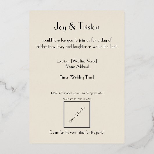 19e eeuwse bruiloft, Folie uitnodiging (Achterkant)