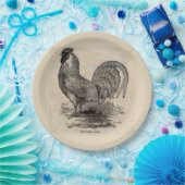 19e eeuwse dominique fowl papieren bordje (Feest)