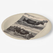 19e-eeuwse drukkerij Holstein bull en heifer Papieren Bordje (Gekanteld)