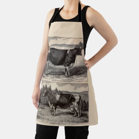 19e-eeuwse drukkerij Holstein bull en heifer print Schort (Insitu)