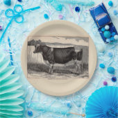 19e-eeuwse drukkerij Holstein bull print Papieren Bordje (Feest)