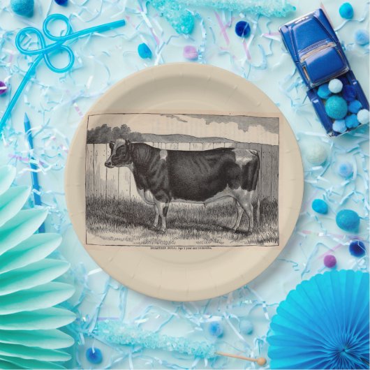 19e-eeuwse drukkerij Holstein bull print Papieren Bordje (Feest)