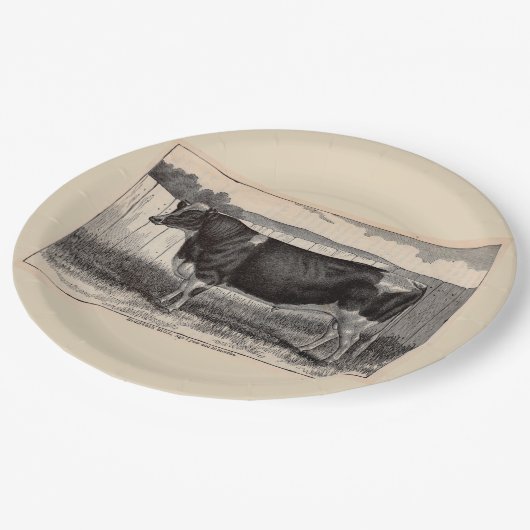 19e-eeuwse drukkerij Holstein bull print Papieren Bordje (Gekanteld)