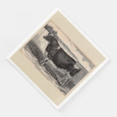 19e-eeuwse drukkerij Holstein bull Servet (Hoek)