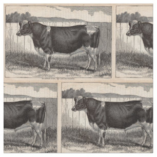 19e-eeuwse drukkerij Holstein bull Stof