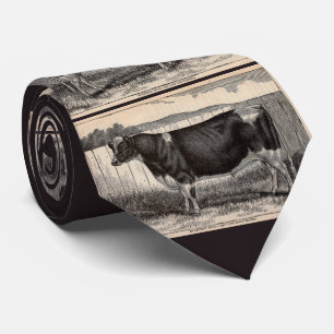19e-eeuwse drukkerij Holstein bull Stropdas