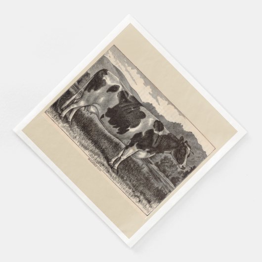 19e-eeuwse drukkerij Holstein-koe Servet (Hoek)