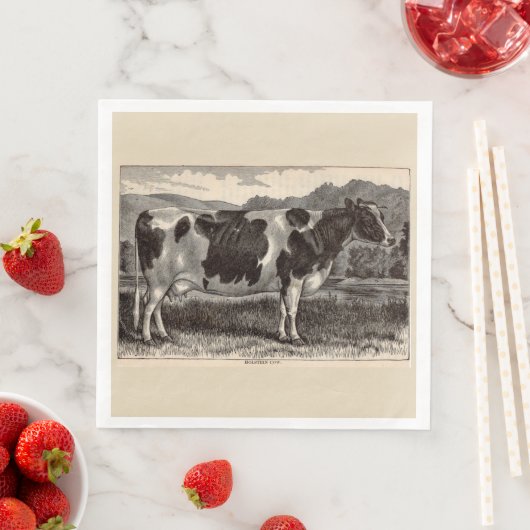 19e-eeuwse drukkerij Holstein-koe Servet (Insitu)