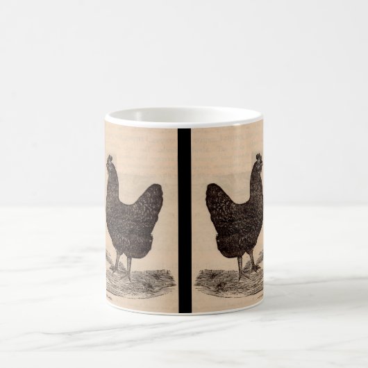 19e-eeuwse drukkerij Plymouth Rock hen en roster Koffiemok (Center)