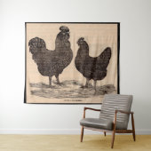 19e-eeuwse drukkerij Plymouth Rock hen en roster Wandkleed (In Situ (horizontaal))