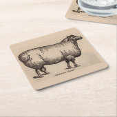19e-eeuwse gedrukte Cotswold-schapen Kartonnen Onderzetters (Schuin)