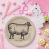 19e-eeuwse gedrukte Cotswold-schapen Papieren Bordje (Feest)