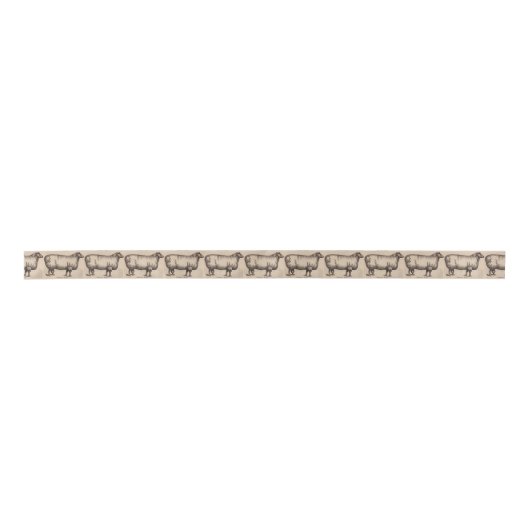 19e-eeuwse gedrukte Cotswold-schapen Satijnen Lint (Voorkant)