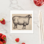19e-eeuwse gedrukte Cotswold-schapen Servetten (Insitu)