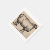 19e-eeuwse gedrukte Cotswold-schapen Servetten (Hoek)