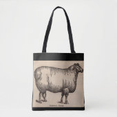 19e-eeuwse gedrukte Cotswold-schapen Tote Bag (Voorkant)