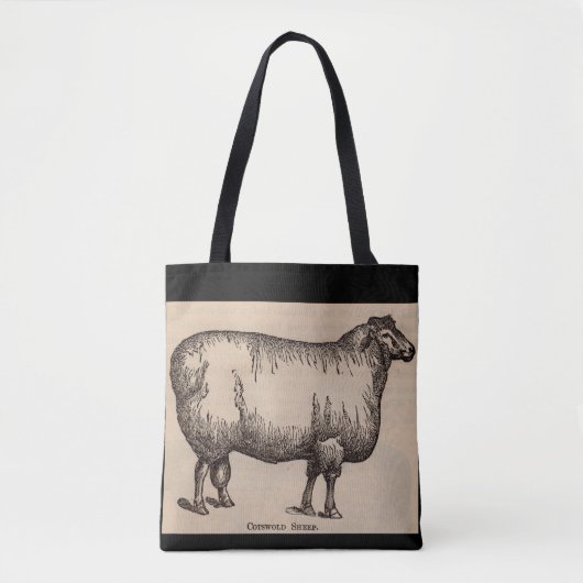 19e-eeuwse gedrukte Cotswold-schapen Tote Bag (Voorkant)