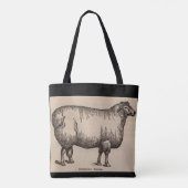 19e-eeuwse gedrukte Cotswold-schapen Tote Bag (Achterkant)