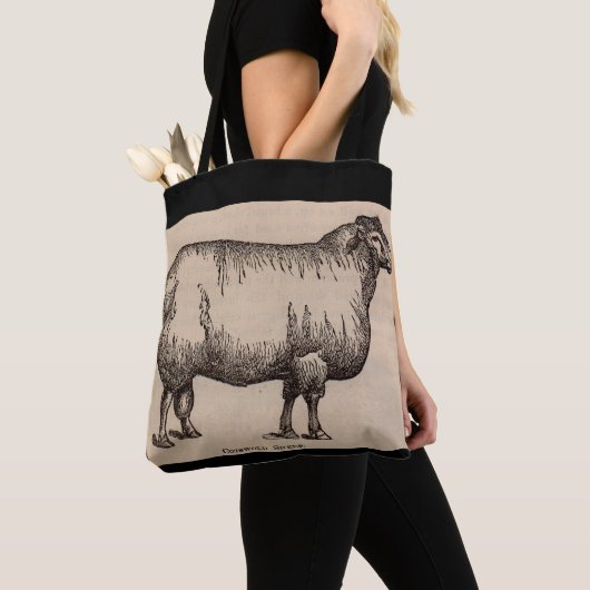 19e-eeuwse gedrukte Cotswold-schapen Tote Bag (Dichtbij)