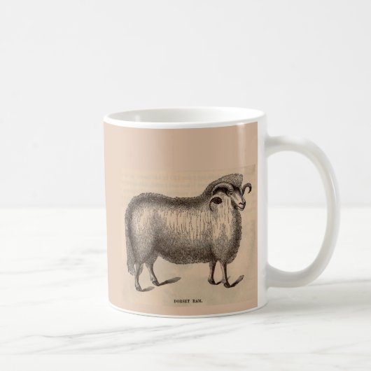 19e-eeuwse gedrukte Dorset ram Koffiemok (Rechts)