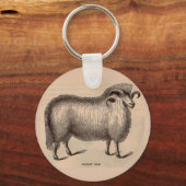 19e-eeuwse gedrukte Dorset ram Sleutelhanger (Voorkant)