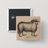 19e-eeuwse gedrukte Dorset ram Vierkante Button 5,1 Cm (Voorkant /achterkant)