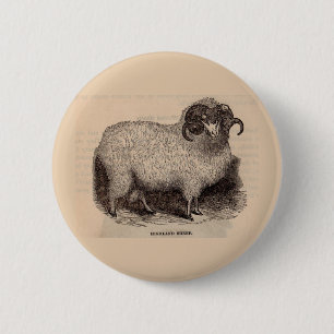 19e-eeuwse gedrukte hooglandschapen ronde button 5,7 cm