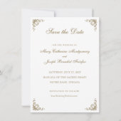 19e-eeuwse gouden Maria-monogram katholiek Save The Date (Achterkant)