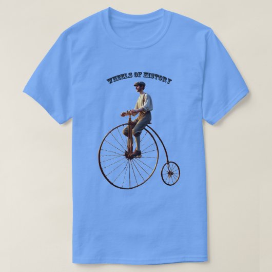19e-eeuwse High Wheel Fiets met Rider T-shirt (Design voorkant)
