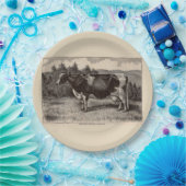 19e-eeuwse krant Holstein heifer Papieren Bordje (Feest)