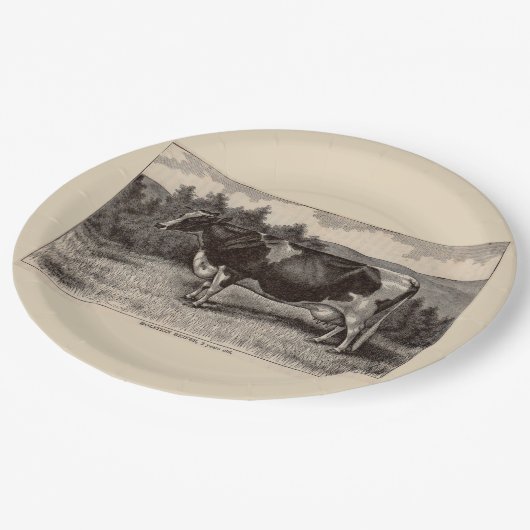 19e-eeuwse krant Holstein heifer Papieren Bordje (Gekanteld)
