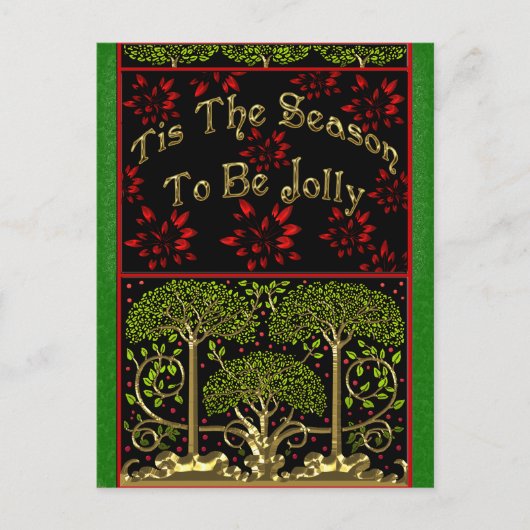 19e-eeuwse kunst en ambachten geïnspireerd Kerstmi Feestdagenkaart (Voorkant)