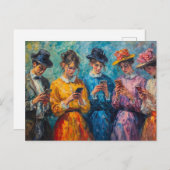 19e-eeuwse mensen gebruiken smartphones briefkaart (Voorkant / Achterkant)