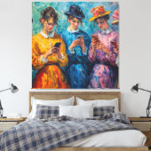 19e-eeuwse mensen gebruiken smartphones canvas afdruk (Insitu (Slaapkamer))