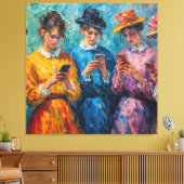 19e-eeuwse mensen gebruiken smartphones canvas afdruk (Insitu (Woonkamer))