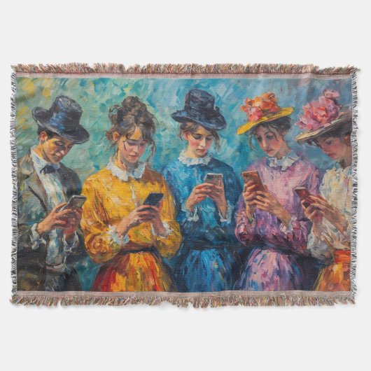 19e-eeuwse mensen gebruiken smartphones deken (Voorkant)