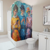 19e-eeuwse mensen gebruiken smartphones douchegordijn (In situ)