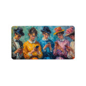 19e-eeuwse mensen gebruiken smartphones etiket (Voorkant)