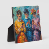 19e-eeuwse mensen gebruiken smartphones fotoplaat (Voorkant)