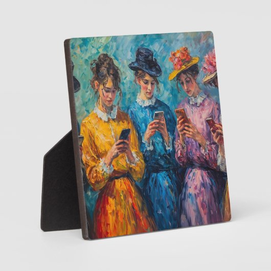 19e-eeuwse mensen gebruiken smartphones fotoplaat (Voorkant)